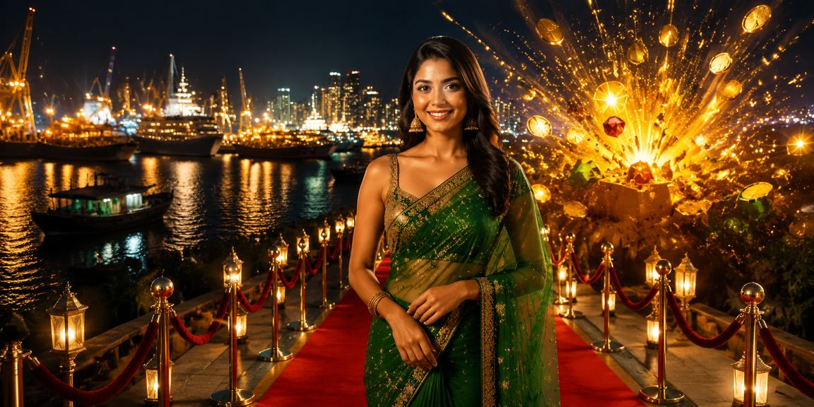 A member enjoying casino entertainment in Chattogram, dressed in a saree