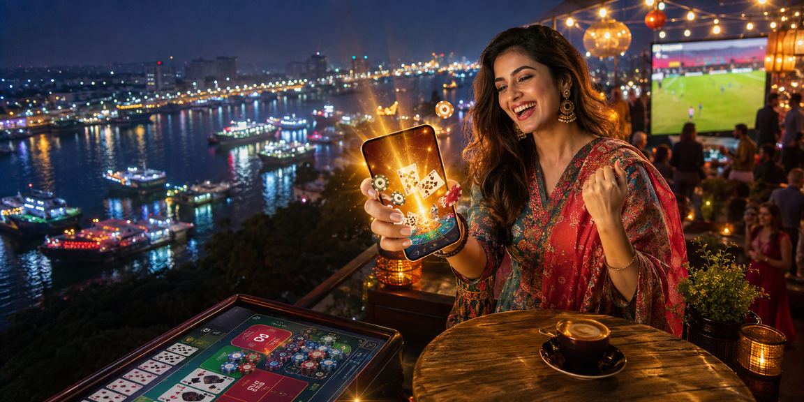 A Bangladeshi model taking part in a Baccarat game in Narayanganj
